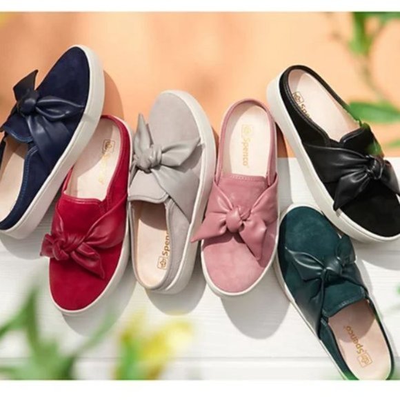 Spenco Orthotic Suede Bow Mules - Barbados - Picture 2 of 10